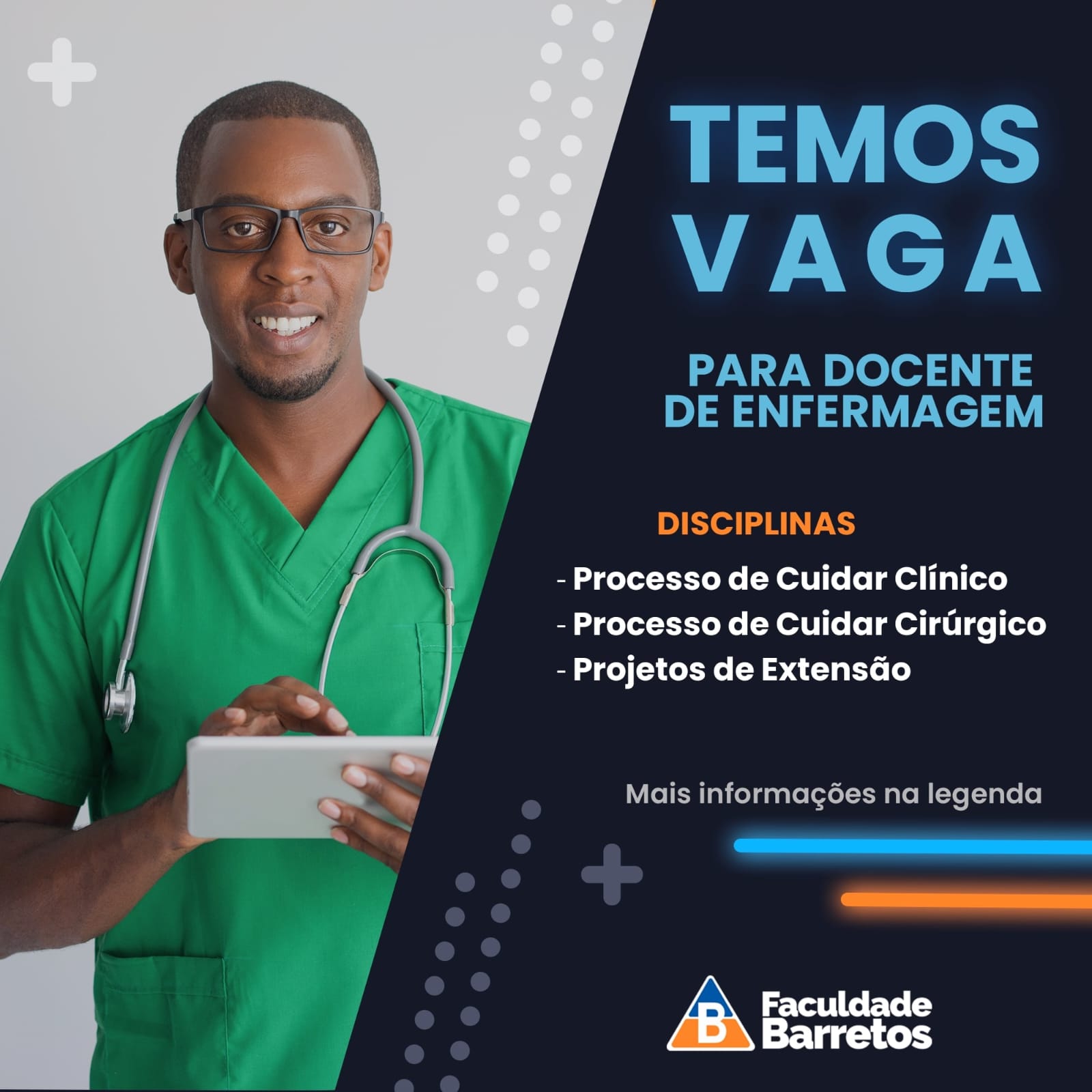 [ENCERRADO] Vagas para docente de Enfermagem - Cuidar Clínico, Cirúrgico e Projeto de Extensão